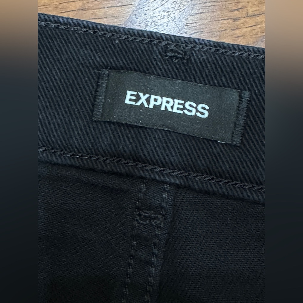Express High Rise Straight Ankle Jeans Black Women's 8S Cropped Stretch - Picture 4 of 8